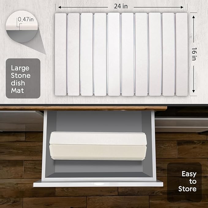 Large Stone Dish Drying Mats for Kitchen Counter, Eco-Friendly Absorbent - Image 5