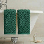 Artoid Mode 2 Pcs Dark Green 3D Diamond Grid Jacquard Hand Towels - Image 4