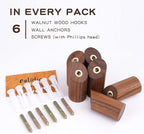 Wood Wall Hooks, 6 Pack Natural Wooden Coat Hooks Wall-Mounted, Rustic Heavy - Image 5