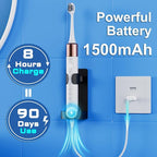 Electric Toothbrush, 10 Brush Heads & Travel Case, 000 VPM Electric Motor & USB - Image 7