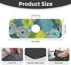 Kitchen Faucet Mat 15 x 5.5 Inch Abstract retro flower Faucet Draining Mat - Image 3