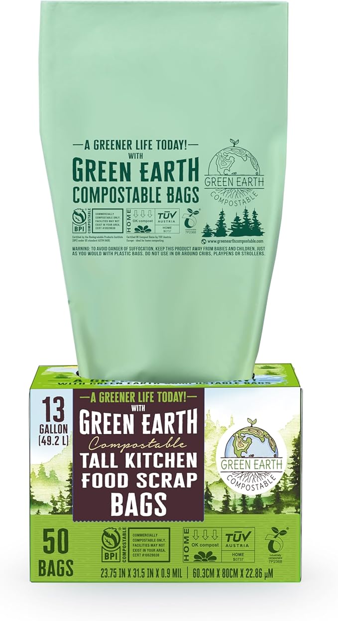 Green Earth Compostable Tall Kitchen Food Scrap Trash Bags, Compost Bin - Image 4