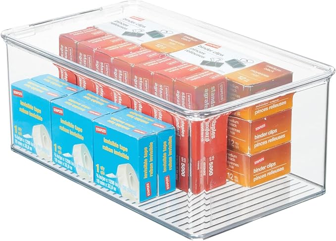 mDesign Plastic Stackable Home Office Storage Organizer Box - Image 9