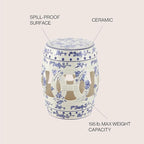 JONATHAN Y TBL1027A Lucky Coins 16" Chinese Ceramic Drum Indoor/Outdoor Garden Stool Bohemian, Coastal, Classic, Cottage, French Country, Patio, Garden Room, Bathroom, Living Room, Blue/White - Image 5