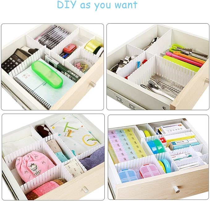 Onerbuy 8pcs Adjustable Grid Drawer Dividers DIY Plastic Closet Separator Tidy - Image 9