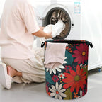 Retro Red Daisy Flowers Laundry Hamper, Dirty Clothes Laundry Basket - Image 7