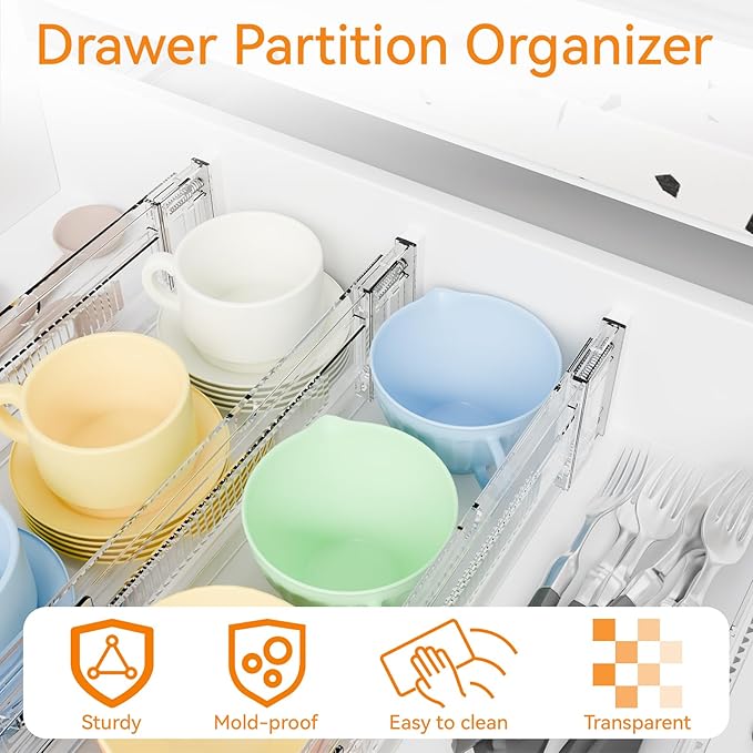 Yieach 8 Pack 3.2 Inch Shallow Acrylic Drawer Dividers - Image 9