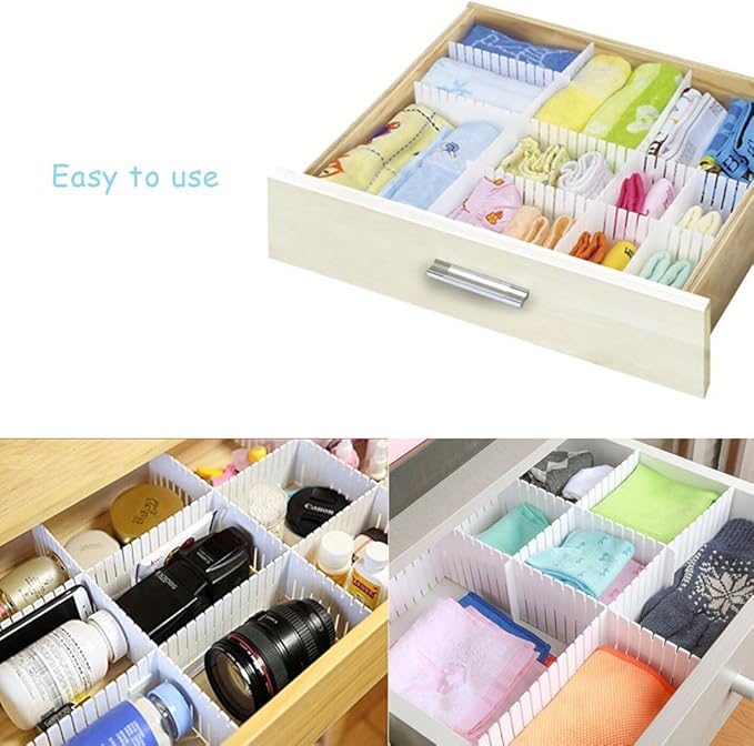 Onerbuy 8pcs Adjustable Grid Drawer Dividers DIY Plastic Closet Separator Tidy - Image 5