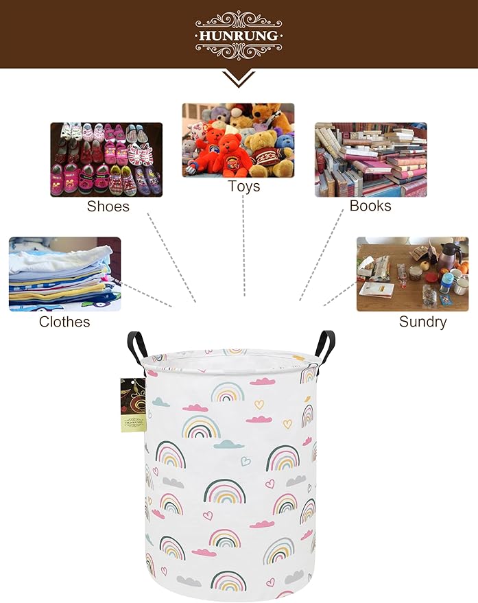 HUNRUNG Laundry Hamper, Large Canvas Fabric Lightweight Storage Basket Toy - Image 3