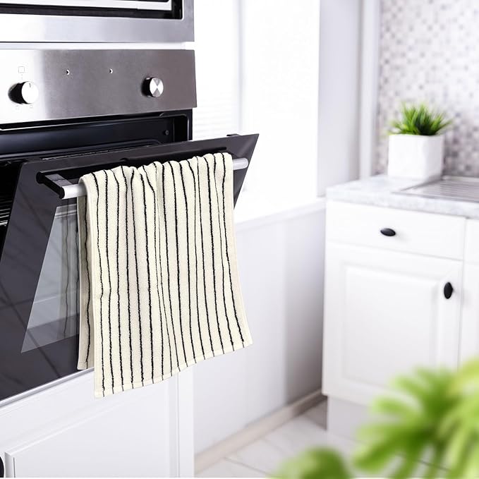 Jacquotha Black and White Striped Hand Towels - Image 2