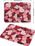 Valentines Day Dish Drying Mat for Kitchen Pink Red Hearts Absorbent Reversible - Image 2