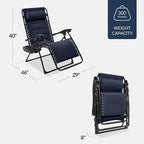 Best Choice Products Oversized Padded Zero Gravity Chair, Folding Outdoor Patio Recliner, XL Anti Gravity Lounger for Backyard w/Headrest, Cup Holder, Side Tray, Polyester Mesh - Navy Blue - Image 2