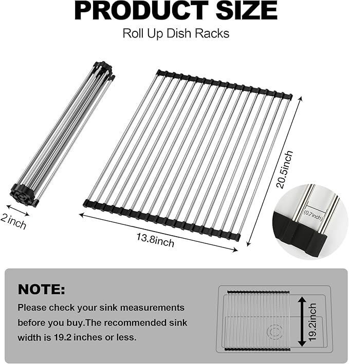 NEZUIBAN Dish Drying Rack with Roll Up and Over Sink - Image 2