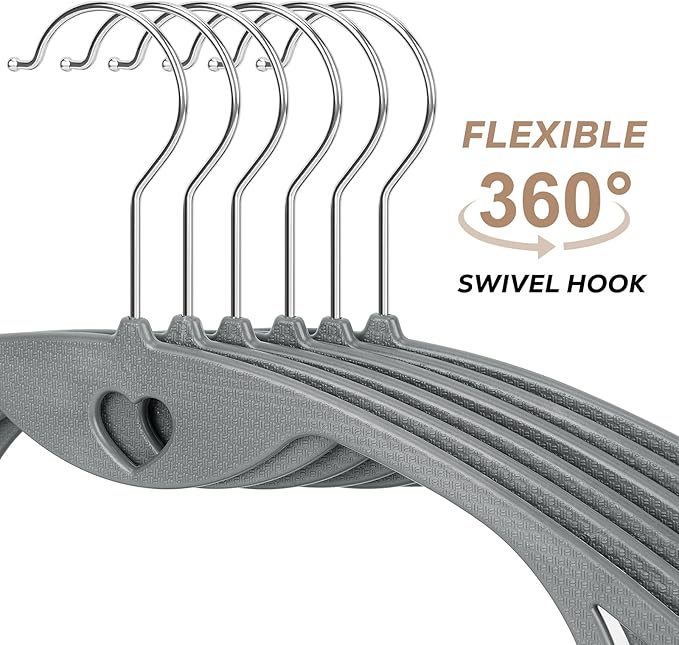 Grey Plastic Hangers 50 Pack: No Shoulder Bumps Ultra Thin Plastic Hanger - Image 7