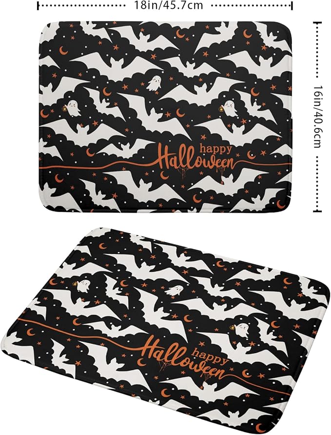 Kawani Halloween Black Bats Dish Drying Mat 16x18 Inch Happy Halloween Spooky - Image 2