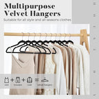 HOUSE DAY Premium Velvet Hangers 30 Pack Black, Non-Slip Flocked Felt Hangers - Image 2