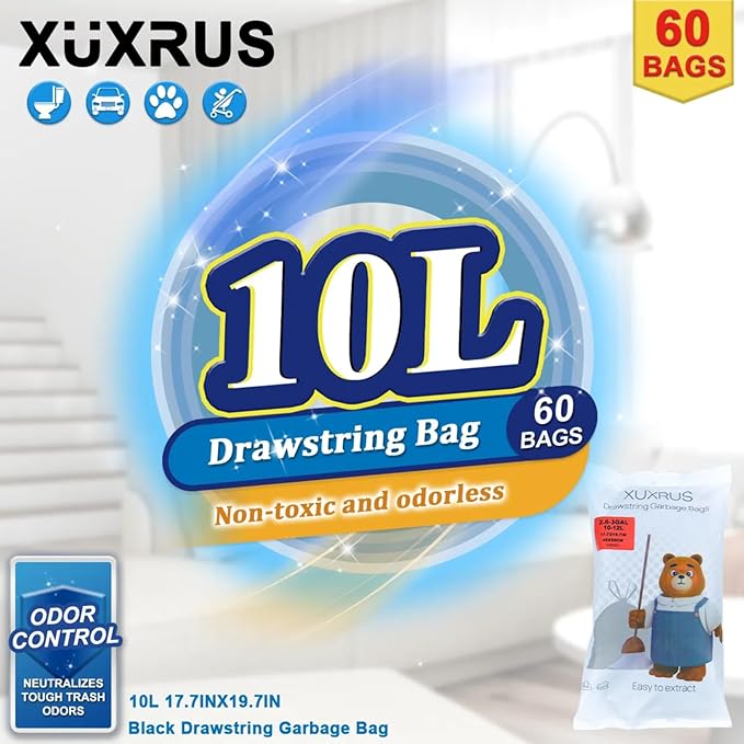 XUXRUS 2.6 Gallon Small Black Bathroom Trash Bags, Tear-Resistant & Leak-Proof - Image 7