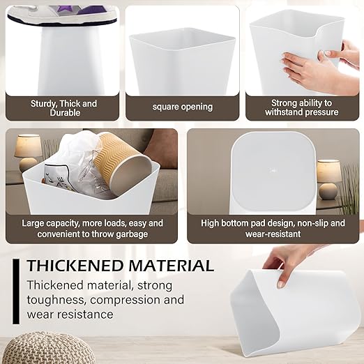 Hoolerry 9 Pieces Garbage Can 2 Gallon Small Trash Cans Bulk Bathroom Trash Bin - Image 4