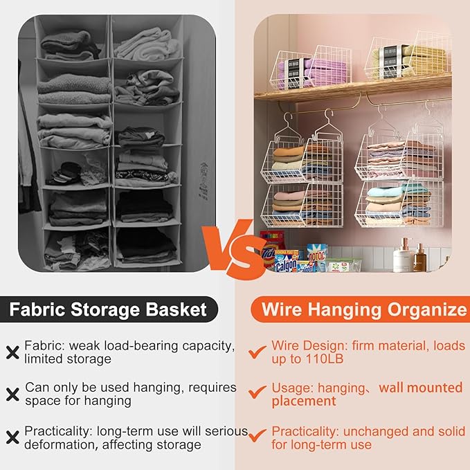 X-cosrack 6 Tier Closet Hanging Organizer, Clothes Hanging Shelves - Image 5