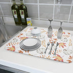 Fall Dish Drying Mat for Kitchen Counter Autumn White Pumpkins Maple Leaves - Image 6