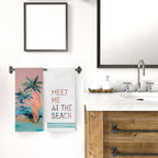 Boho Coastal Beach Kitchen Towels, Meet Me at The Beach Decorative Hand Towels - Image 5