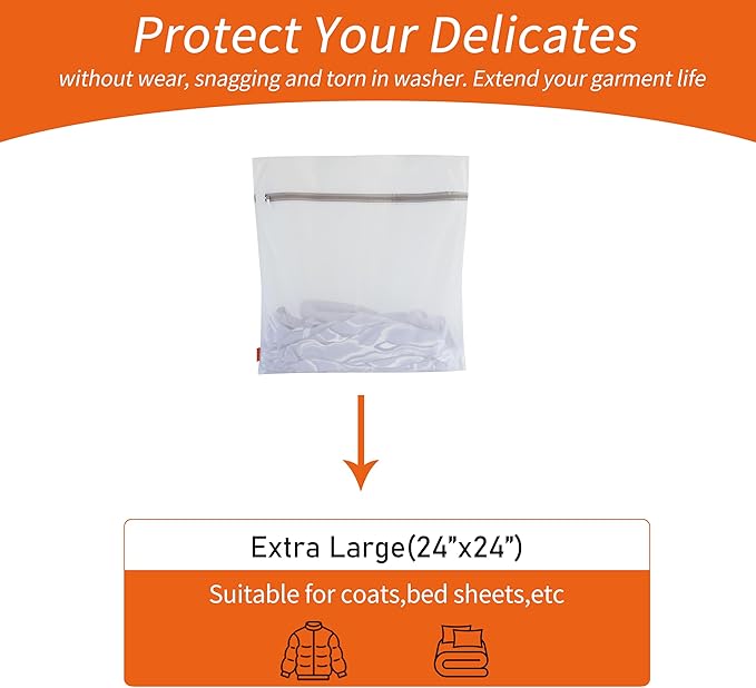 Polecasa 2Pcs 24 x 24 Inches Extra Durable Fine Mesh Laundry Bags - Image 2