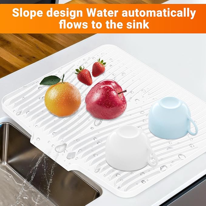 Silicone Dish Drying Mat for Kitchen Counter, Non-Slip Drain Pad, Dish Drying - Image 3