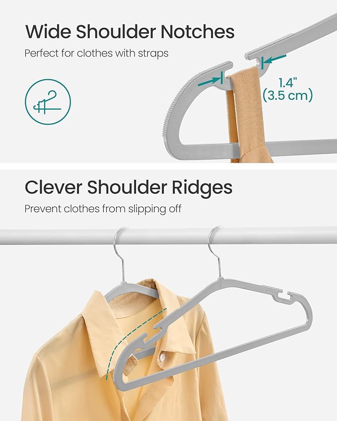 SONGMICS Clothes Hangers 50 Pack, Heavy-Duty Plastic Hangers, Coat Hangers - Image 3