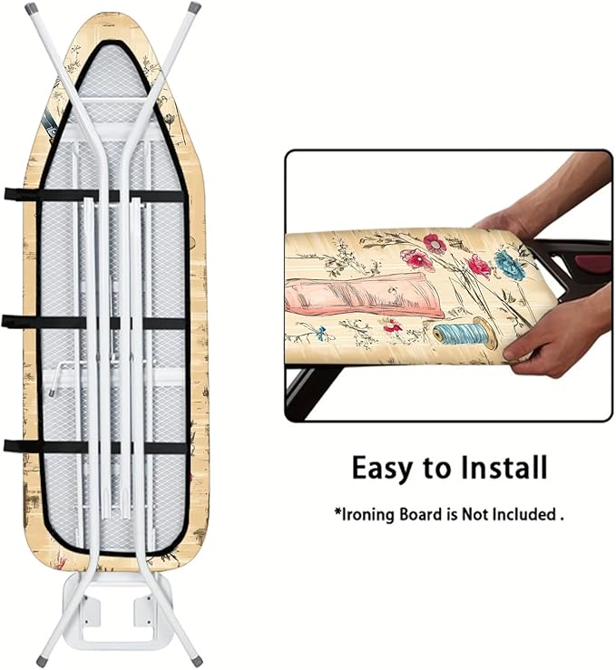 Nuxovilar Vintage Sewing and Floral Pattern Ironing Board Cover, 18×49 inch - Image 5