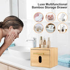 Face Towels Holder with 60 XL Towels, Disposable Towelettes Bamboo Box Cotton - Image 3