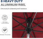 ABCCANOPY Durable Solar Led Patio Umbrellas with 32LED Lights 11FT (Wine Red) - Image 7