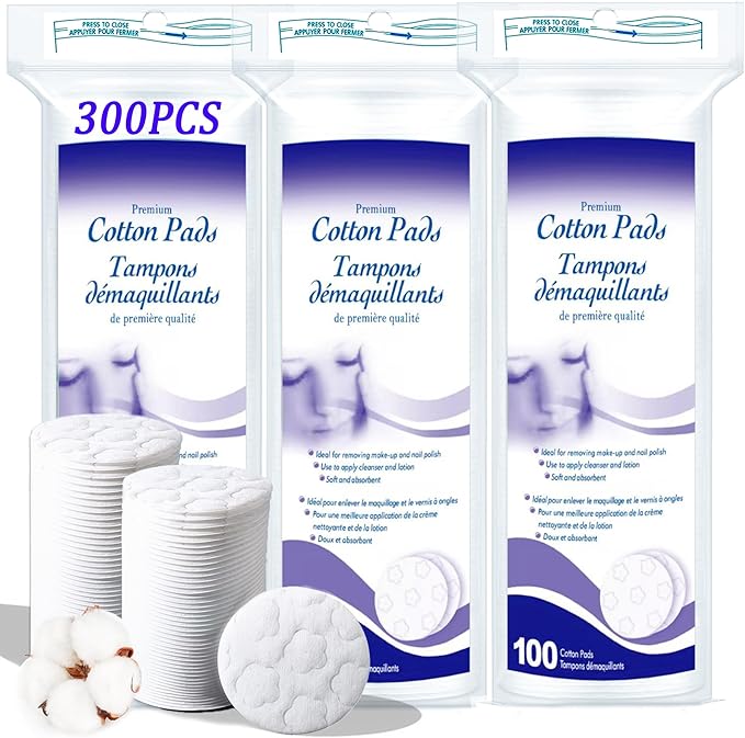 Premium Cotton Pads for Face, 100% Pure & Natural Organic Cotton Rounds by KUKEOitemstoaddfuntoyourlife