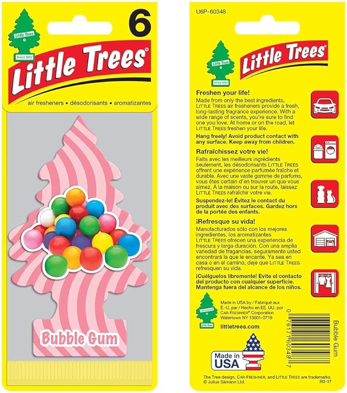 Little Trees Cardboard Hanging Car, Home & Office Air Freshener, Bubble Gum - Image 2