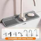 Faucet Mat for Kitchen Sink, 17.7"X5.5" Silicone Sink Splash Guard - Image 7