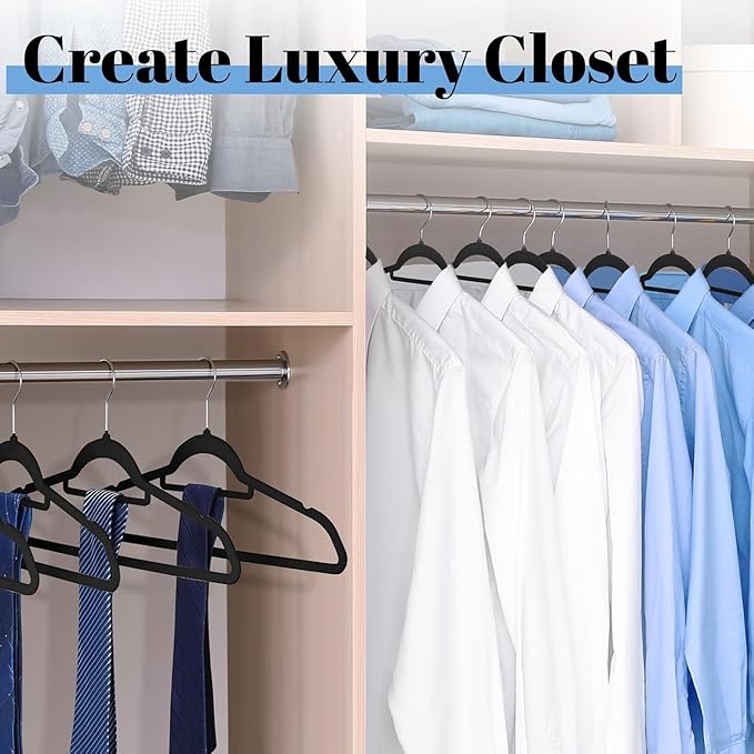 Smartor Black Velvet Hangers 20 Pack, Space Saving Clothes Hangers - Image 9