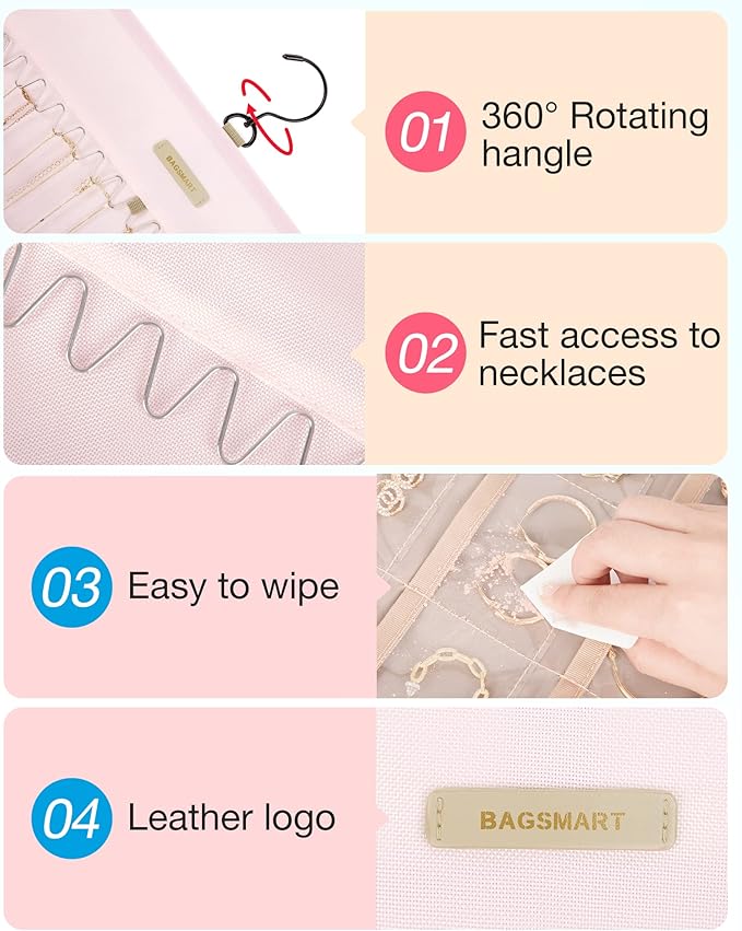 BAGSMART Hanging Jewelry Organizer Storage Roll - Image 4