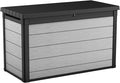 Keter Denali 200 Gallon Resin Large Deck Box with Double Wall 20mm Panels - Paintable and Drillable-Organization and Storage for Patio Furniture and Outdoor Items, Grey & Black by Keter