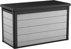 Keter Denali 200 Gallon Resin Large Deck Box with Double Wall 20mm Panels - Paintable and Drillable-Organization and Storage for Patio Furniture and Outdoor Items, Grey & Black by Keter