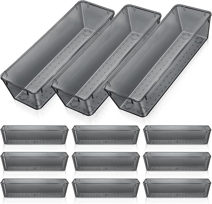 Maitys 12 Pcs Clear Drawer Organizer 9 x 3 x 2 Inches Plastic Rectangle Trays by Maitys
