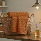 Artoid Mode 1 Pc Caramel 3D Diamond Grid Jacquard Hand Towels - Image 5