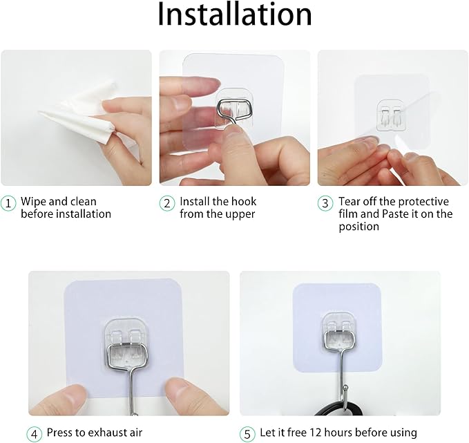 Aynoo Large Adhesive Hooks, Adhesive Towel Coat Hooks - Image 7