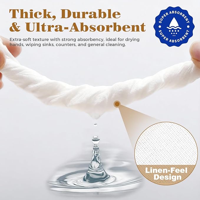 GINKGO 200 Pack Disposable Linen-Feel Guest Hand Towels, Thick & Absorbent - Image 3