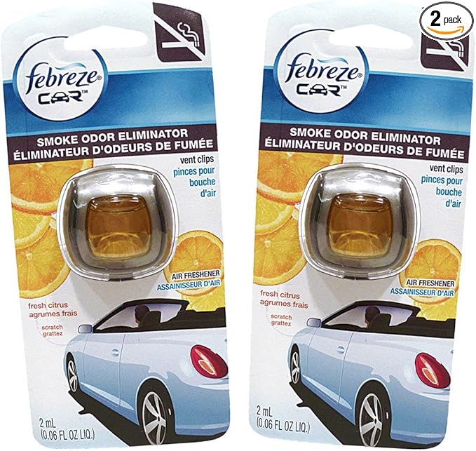 Febreze Car Vent Clips Air Freshener Smoke Odor Eliminator, Citrus Scent 2 Pack by Febreze
