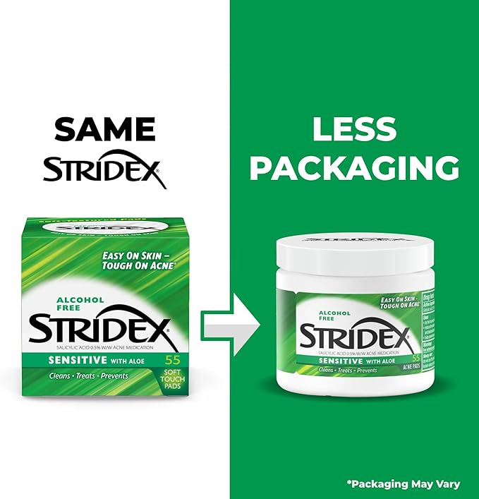 Stridex Sensitive with Aloe, Alcohol Free, 55 Soft Touch Pads - Image 2