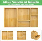 Bamboo Bathroom Drawer Organizer Dividers, Wooden Kitchen Utensil Holder Set of - Image 6