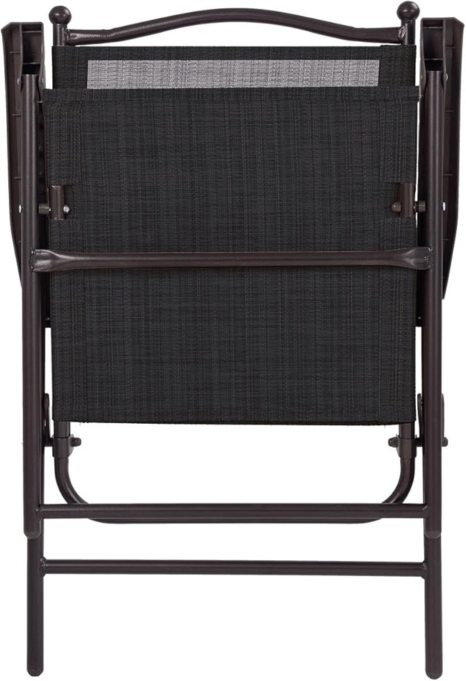 Giantex Set of 2 Patio Folding Chairs, Outdoor Patio Dining Chairs w/Armrest, Sling Back, Metal Frame, Outside Use for Lawn Camping Garden Pool Beach Yard Lounge, No Assembly, Black - Image 6