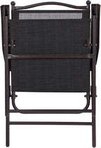 Giantex Set of 2 Patio Folding Chairs, Outdoor Patio Dining Chairs w/Armrest, Sling Back, Metal Frame, Outside Use for Lawn Camping Garden Pool Beach Yard Lounge, No Assembly, Black - Image 6