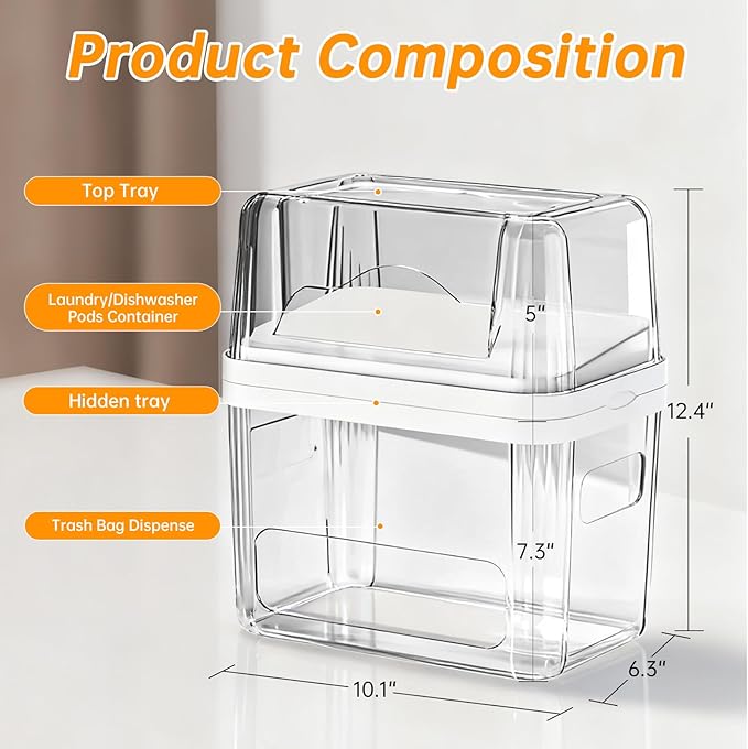 2-in-1 Trash Bag Holder Laundry & Dishwasher Pods Container, Garbage Bag - Image 2