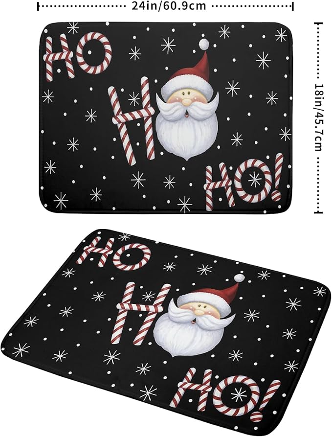 Giwawa Santa Laugh Dish Drying Mat Winter Snowflakes Black Dish Drainer Mats - Image 2