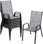 TLSUNNY Patio Chairs, Stackable Textilene Outdoor Dining Furniture for All Weather, with 17.7″ Wide Seat & Metal Frame, for Garden, Backyard, Deck, Restaurant, Poolside (8, Grey, 26.4″) by TLSUNNY